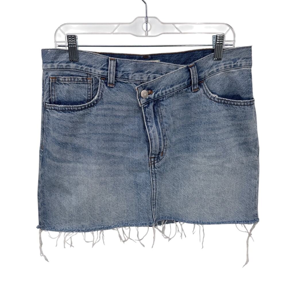 Madewell Crossover Denim Mini‎ Skirt Womens 28 Blue Jean Cotton Cut-off